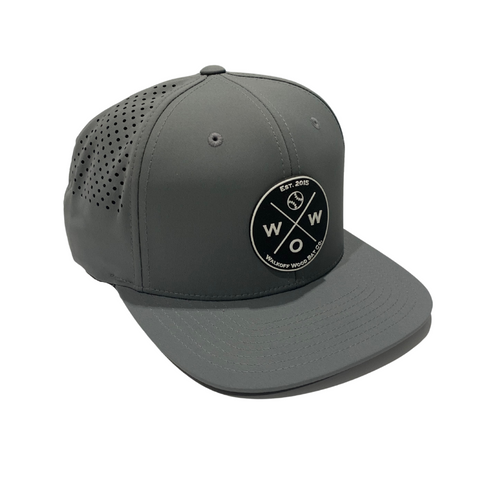 Walkoff Wood Bat Co. - Perforated Gray Hat with Rubber Circle Logo Patch