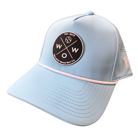 Walkoff Wood Bat Co. - Curved Bill 5-Panel Rope Sky Blue Hat with Rubber Circle Logo Patch