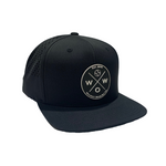 Walkoff Wood Bat Co. - Perforated Black Hat with Rubber Circle Logo Patch