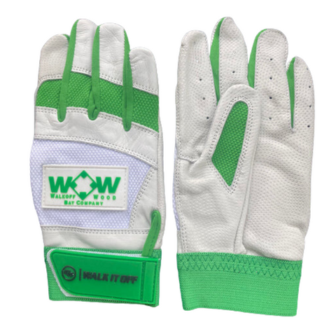 Batting Gloves-White with Green