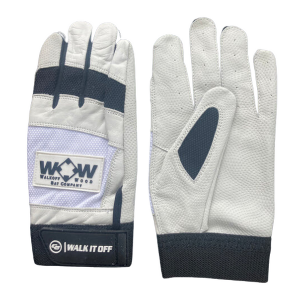 Batting Gloves-White with Black Knuckles – Walkoff Wood Bat Co.