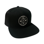 Walkoff Wood - Black Snapback with Rubber Circle Logo Patch