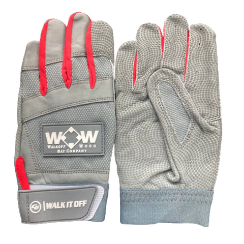 Batting Gloves-Gray with Red
