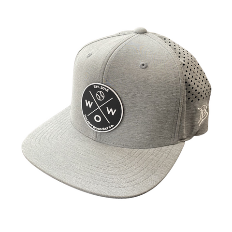 Walkoff Wood Bat Co. - Perforated Heather Gray Hat with Rubber Circle Logo Patch