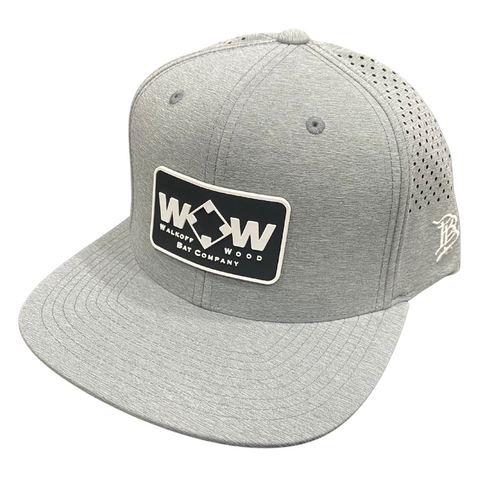 Walkoff Wood Bat Co. - Perforated Heather Gray Hat with Rubber Rectangle Logo Patch