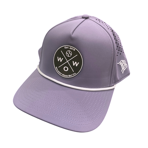 Walkoff Wood Bat Co. - Curved Bill 5-Panel Rope Lavender Hat with Rubber Circle Logo Patch