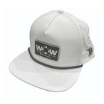 Walkoff Wood Bat Co. - Flat Bill 5-Panel Rope White Hat with Rubber Rectangle Logo Patch