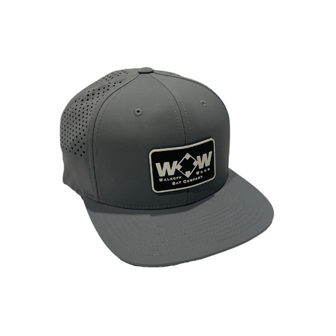 Walkoff Wood Bat Co. - Perforated Gray Hat with Rubber Rectangle Logo Patch